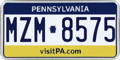 PA license plate MZM8575