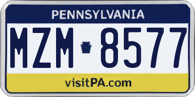 PA license plate MZM8577