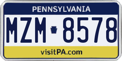 PA license plate MZM8578