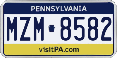 PA license plate MZM8582