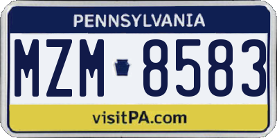 PA license plate MZM8583