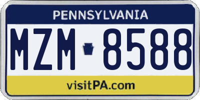 PA license plate MZM8588