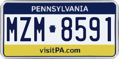 PA license plate MZM8591