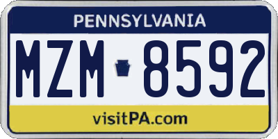 PA license plate MZM8592