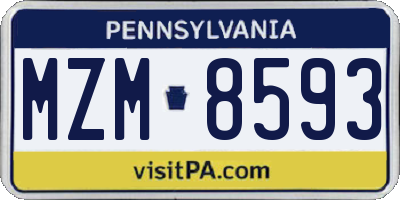 PA license plate MZM8593