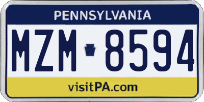 PA license plate MZM8594