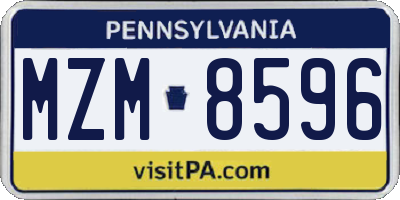 PA license plate MZM8596