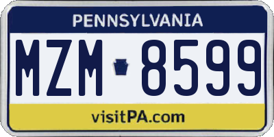 PA license plate MZM8599