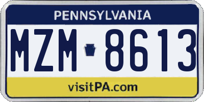 PA license plate MZM8613