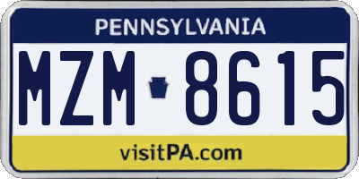 PA license plate MZM8615