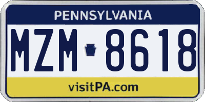 PA license plate MZM8618