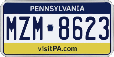 PA license plate MZM8623
