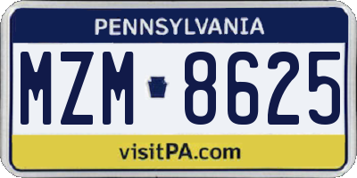PA license plate MZM8625