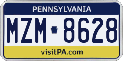 PA license plate MZM8628