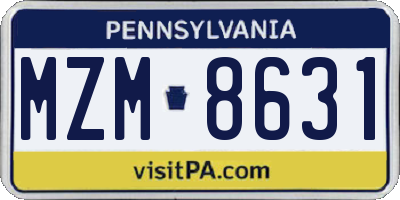 PA license plate MZM8631