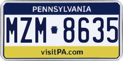 PA license plate MZM8635
