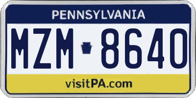 PA license plate MZM8640