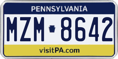 PA license plate MZM8642