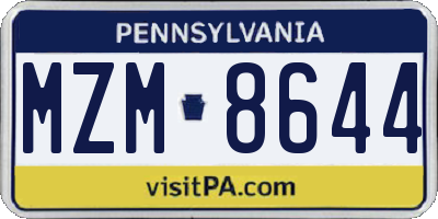 PA license plate MZM8644