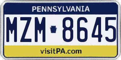 PA license plate MZM8645