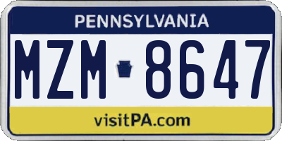 PA license plate MZM8647