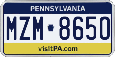PA license plate MZM8650
