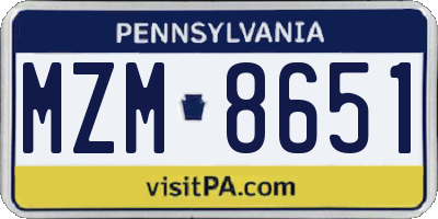 PA license plate MZM8651