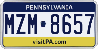 PA license plate MZM8657