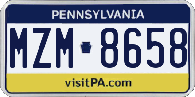 PA license plate MZM8658