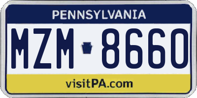 PA license plate MZM8660
