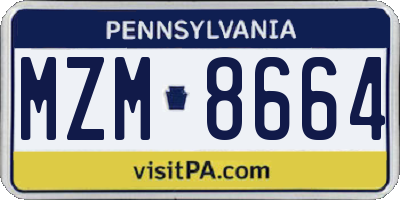 PA license plate MZM8664