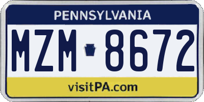 PA license plate MZM8672