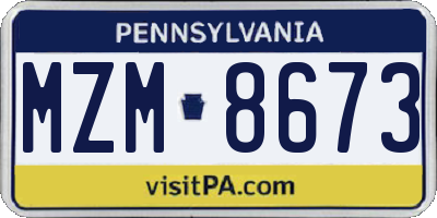 PA license plate MZM8673