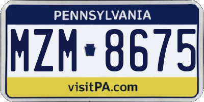 PA license plate MZM8675