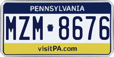 PA license plate MZM8676