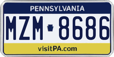 PA license plate MZM8686