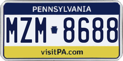 PA license plate MZM8688