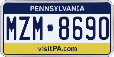 PA license plate MZM8690