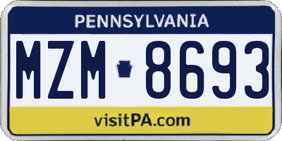 PA license plate MZM8693