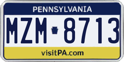PA license plate MZM8713