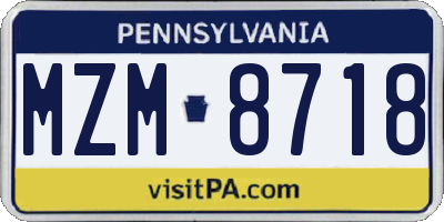 PA license plate MZM8718