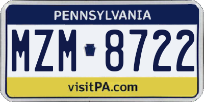 PA license plate MZM8722