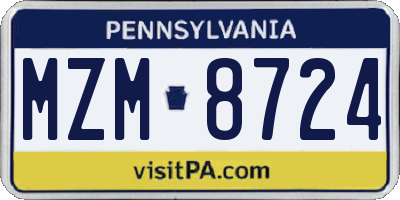 PA license plate MZM8724