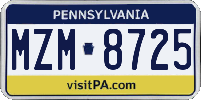PA license plate MZM8725