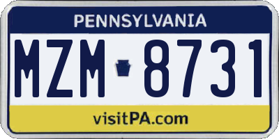 PA license plate MZM8731