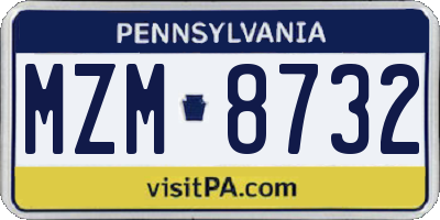 PA license plate MZM8732