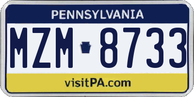 PA license plate MZM8733