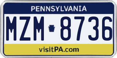 PA license plate MZM8736