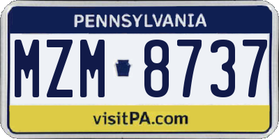 PA license plate MZM8737