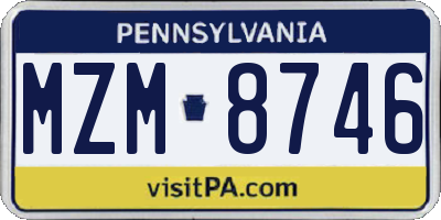 PA license plate MZM8746